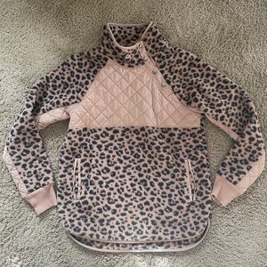 Abercrombie Leopard Print Fleece Pullover